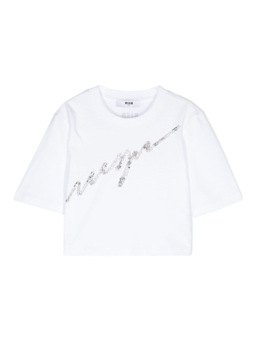 T shirt per bambina bianca con logo MSGM firmato - Rubino Kids