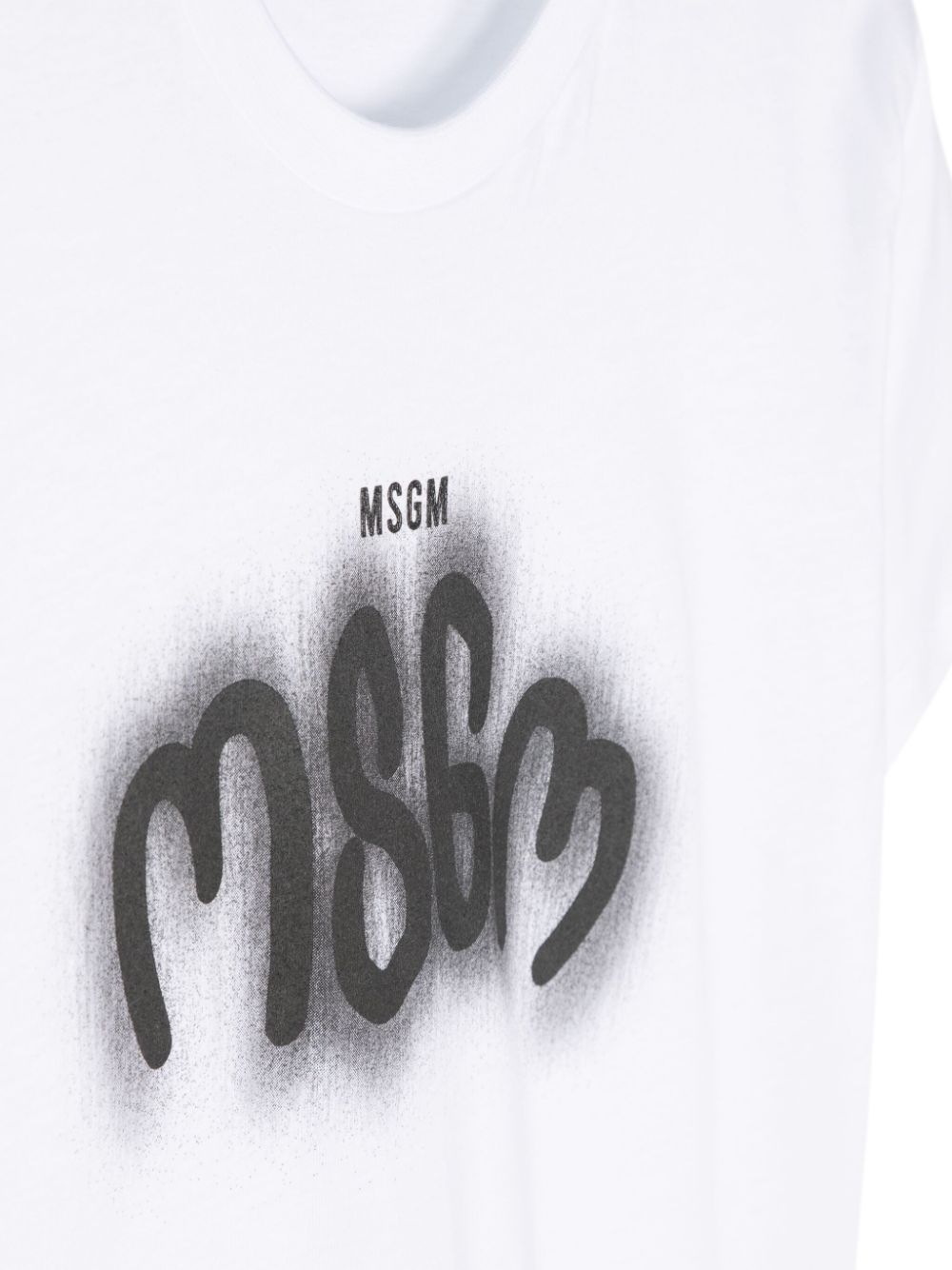 T shirt per bambina bianca con logo MSGM nero spray - Rubino Kids