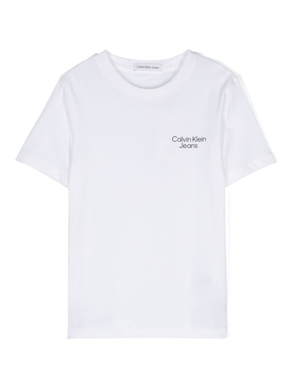 T shirt per bambina bianca con logo nero Calvin Klein Jeans sul petto - Rubino Kids