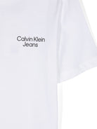 T shirt per bambina bianca con logo nero Calvin Klein Jeans sul petto - Rubino Kids