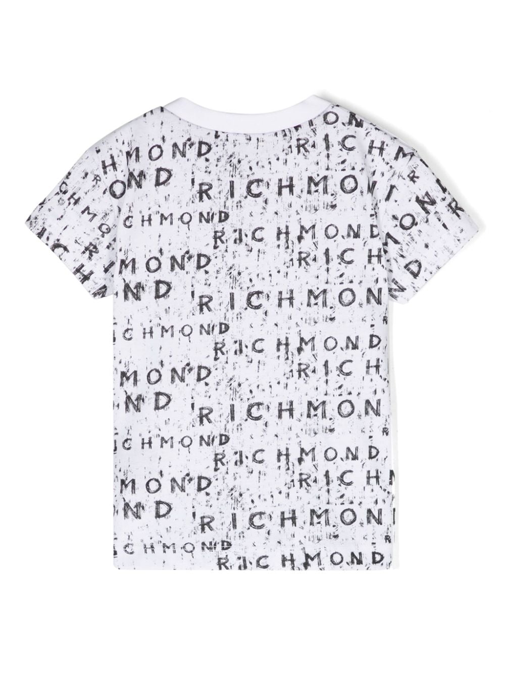 T shirt per bambina bianca con logo RICHMOND ripetuto in all - over con font graffiato - Rubino Kids