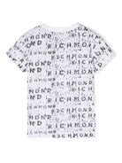 T shirt per bambina bianca con logo RICHMOND ripetuto in all - over con font graffiato - Rubino Kids