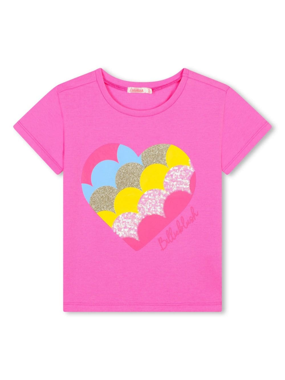 T-shirt per bambina Billieblush fucsia con cuore di paillettes - Rubino Kids