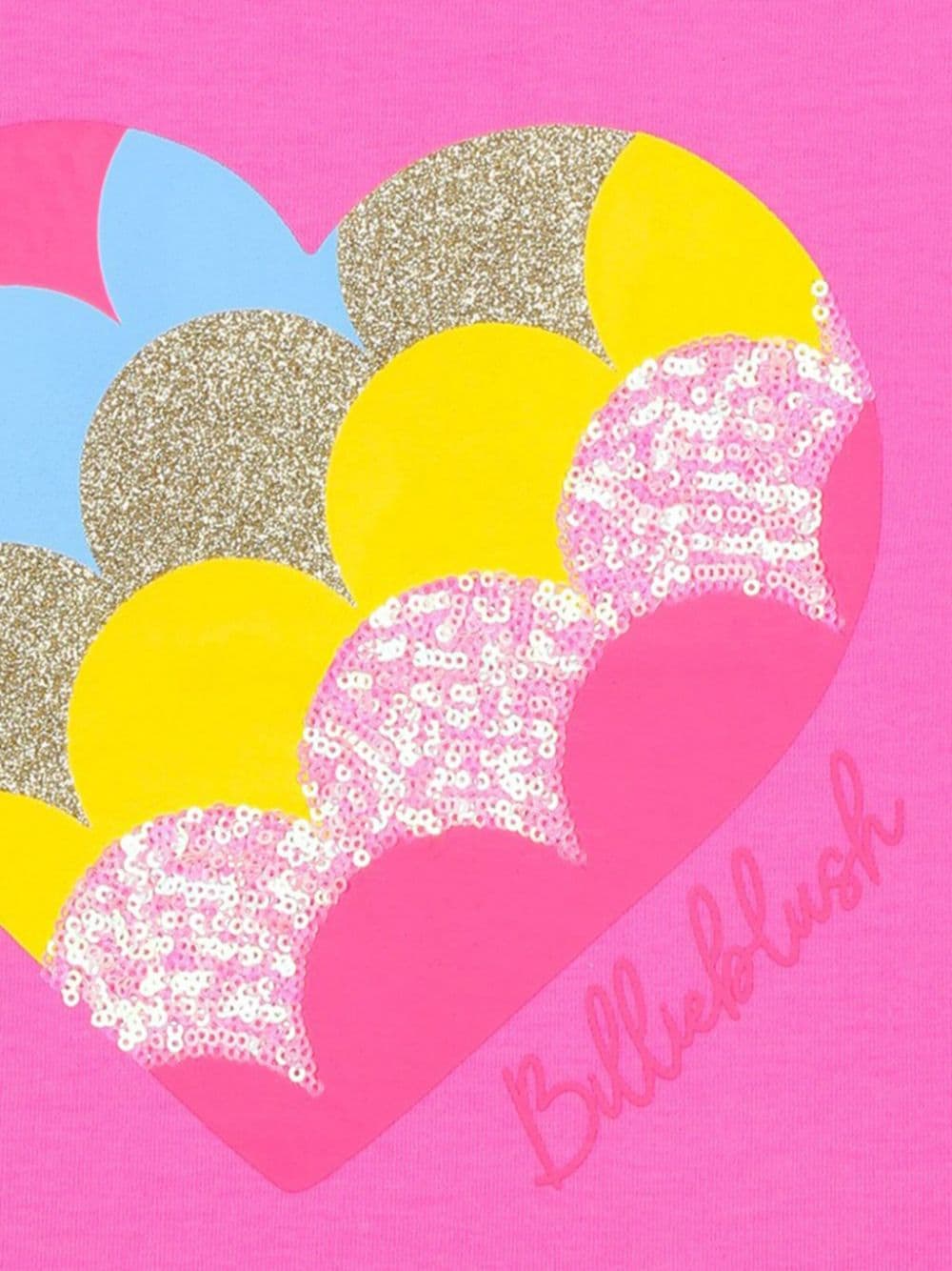 T-shirt per bambina Billieblush fucsia con cuore di paillettes - Rubino Kids