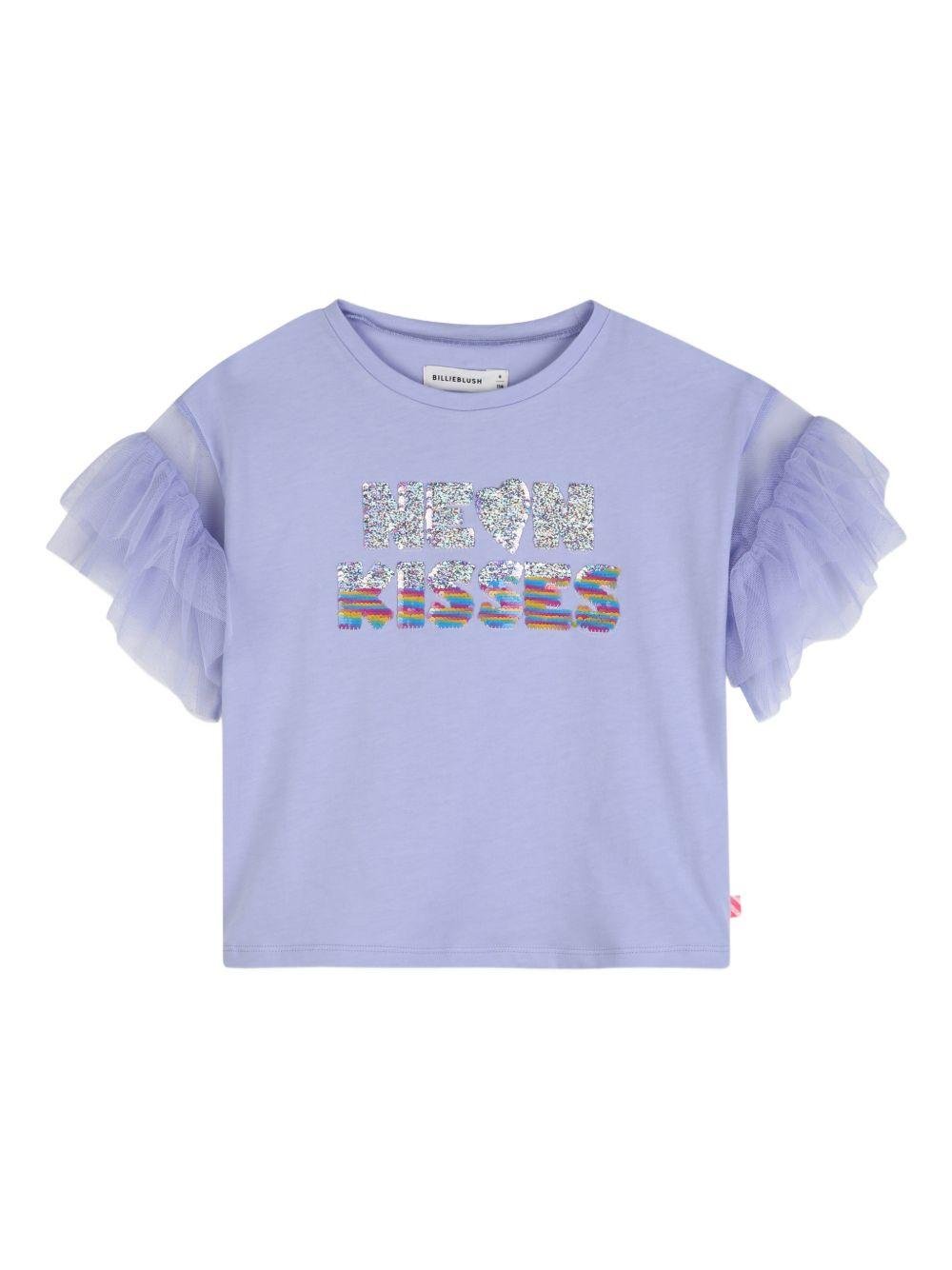 T-shirt per bambina Billieblush viola con ruches - Rubino Kids