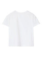 T-shirt per bambina Burberry Kids bianca con decorazione in cristalli - Rubino Kids
