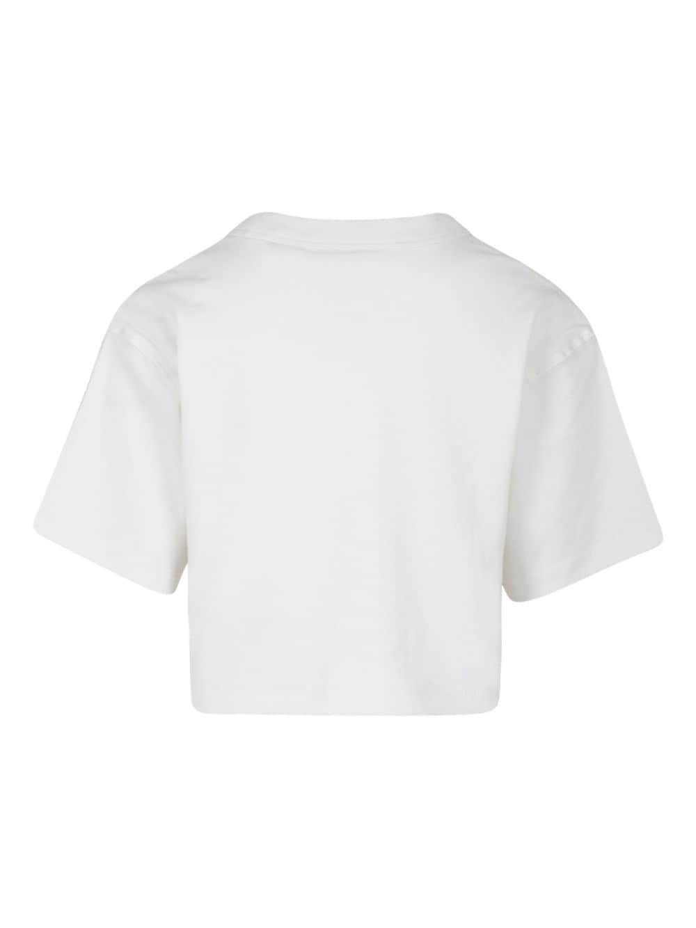 T-shirt per bambina Calvin Klein Kids bianco con ricamo logo sul davanti - Rubino Kids