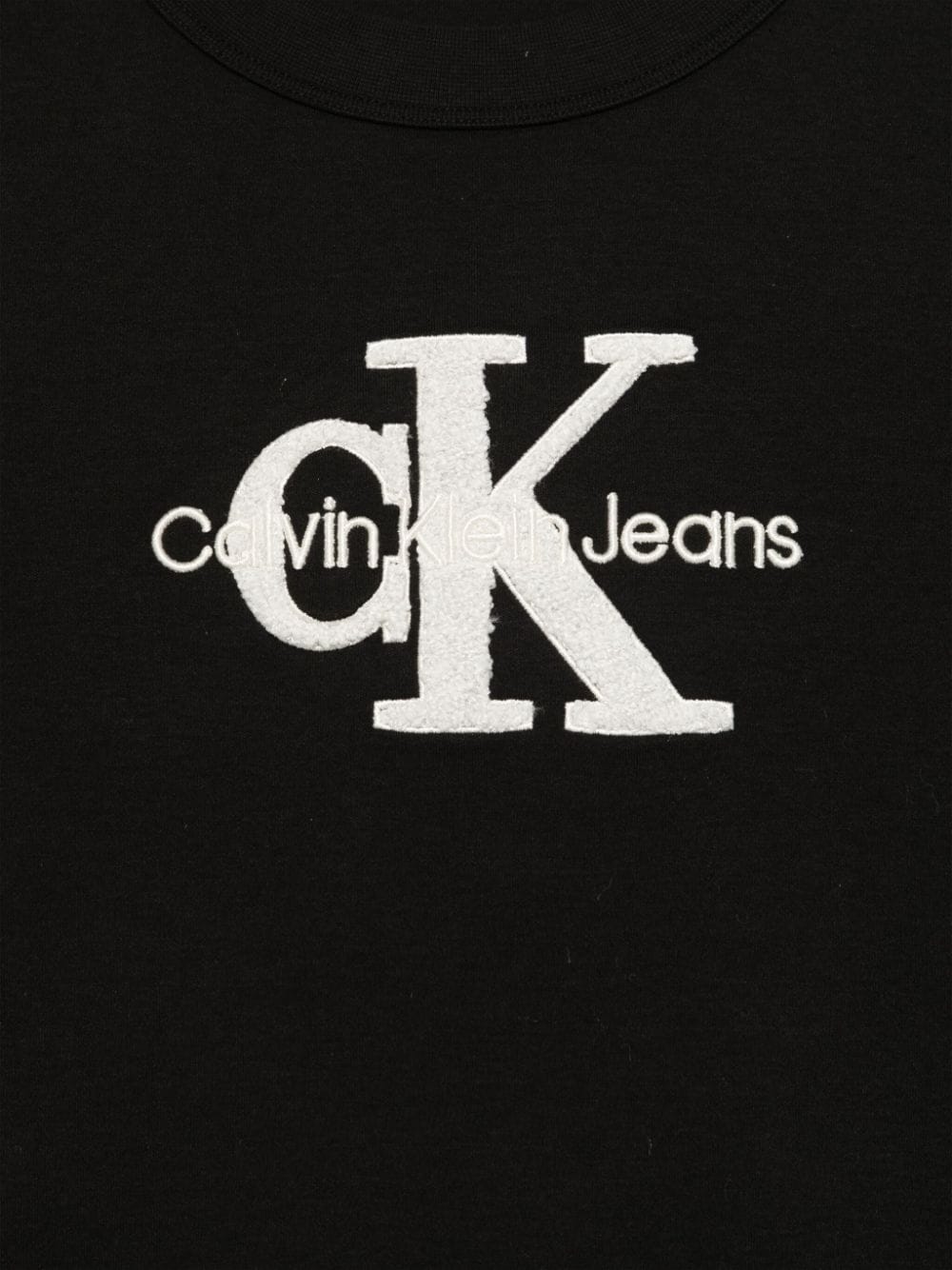 T-shirt per bambina Calvin Klein Kids nero con ricamo logo sul davanti - Rubino Kids