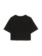 T-shirt per bambina Calvin Klein Kids nero con ricamo logo sul davanti - Rubino Kids