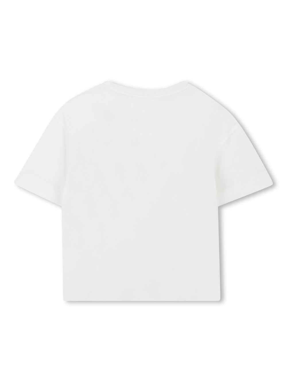 T-shirt per bambina Chloé Kids bianco a maniche corte con logo frontale - Rubino Kids