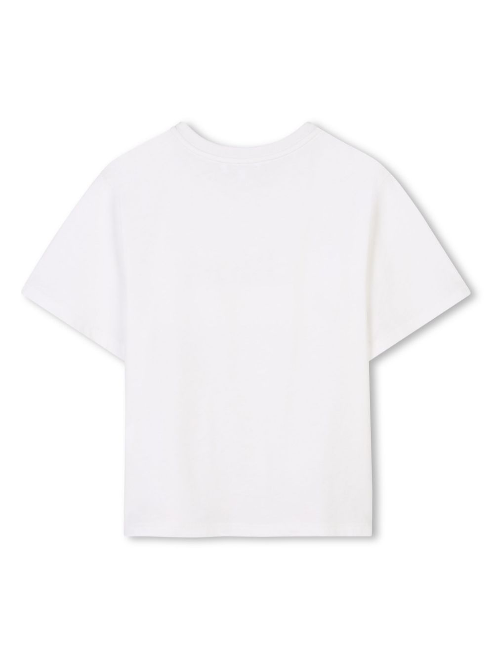 T-shirt per bambina Chloé Kids bianco con ricamo con logo frontale - Rubino Kids