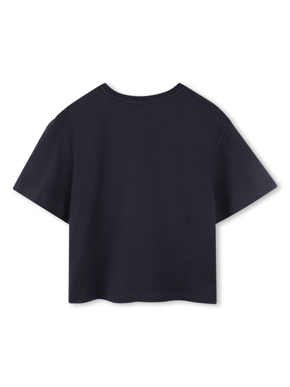 T-shirt per bambina Chloé Kids blu con ricamo con logo frontale - Rubino Kids