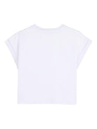 T-shirt per bambina Dkny Kids bianca con inserti in rete - Rubino Kids