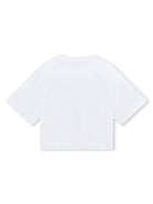 T-shirt per bambina DKNY Kids bianca con stampa logo New York City circoscritto - Rubino Kids