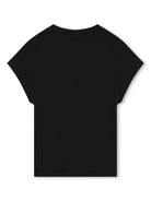 T-shirt per bambina Dkny Kids nero con decorazione in cristalli - Rubino Kids