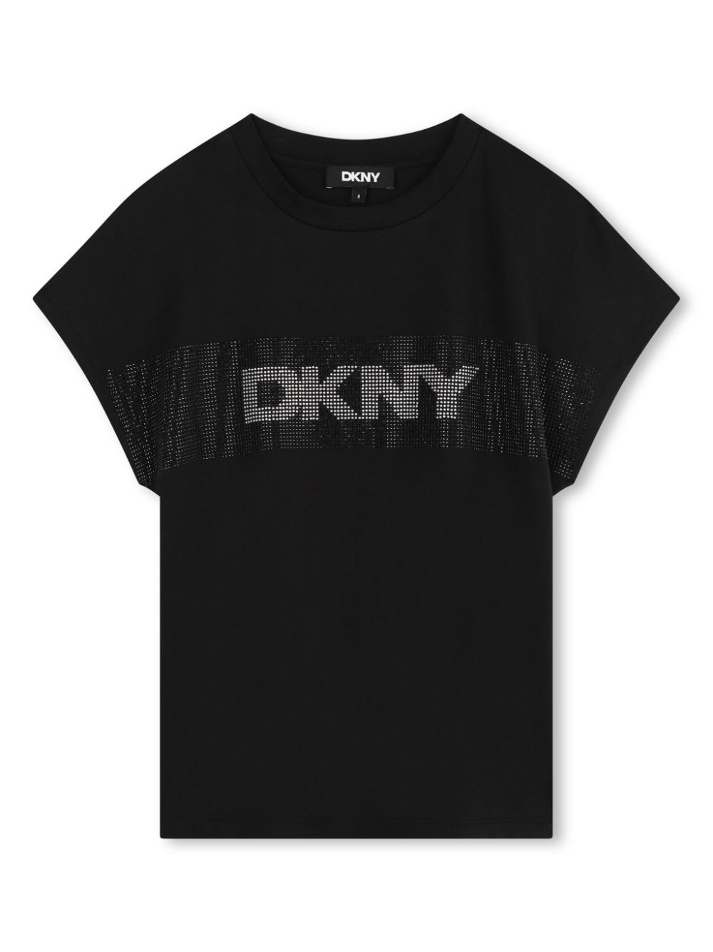 T-shirt per bambina Dkny Kids nero con decorazione in cristalli - Rubino Kids