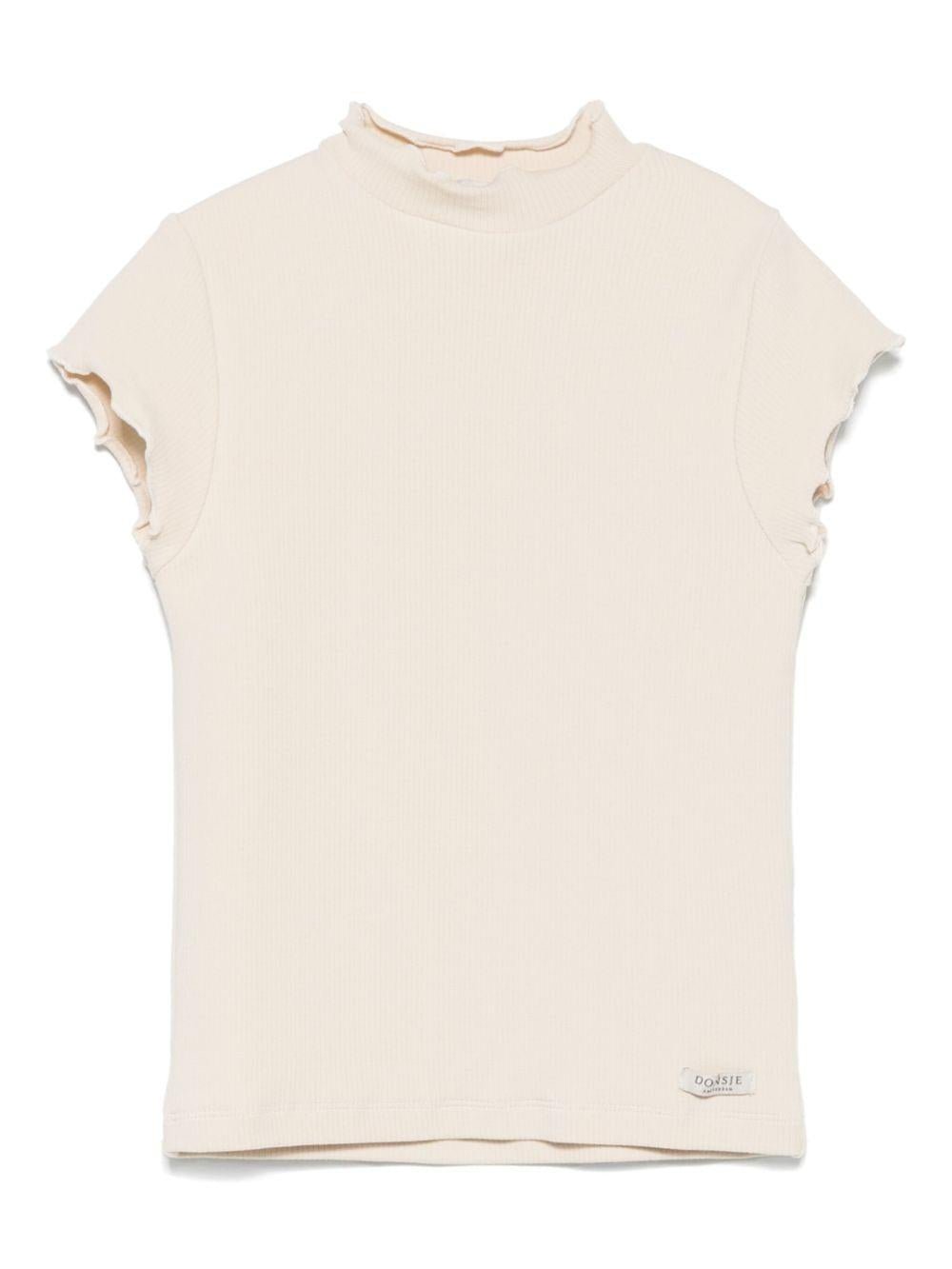 T-shirt per bambina Donsje beige a coste - Rubino Kids
