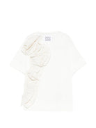 T-shirt per bambina Douuod Kids bianca con ruches - Rubino Kids