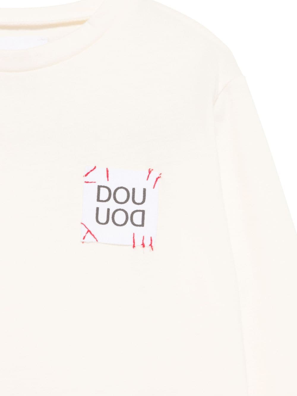 T-shirt per bambina Douuod Kids ecru con applicazione logo sul petto - Rubino Kids