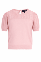 T-shirt per bambina Emporio Armani Kids rosa con maniche corte a sbuffo - Rubino Kids