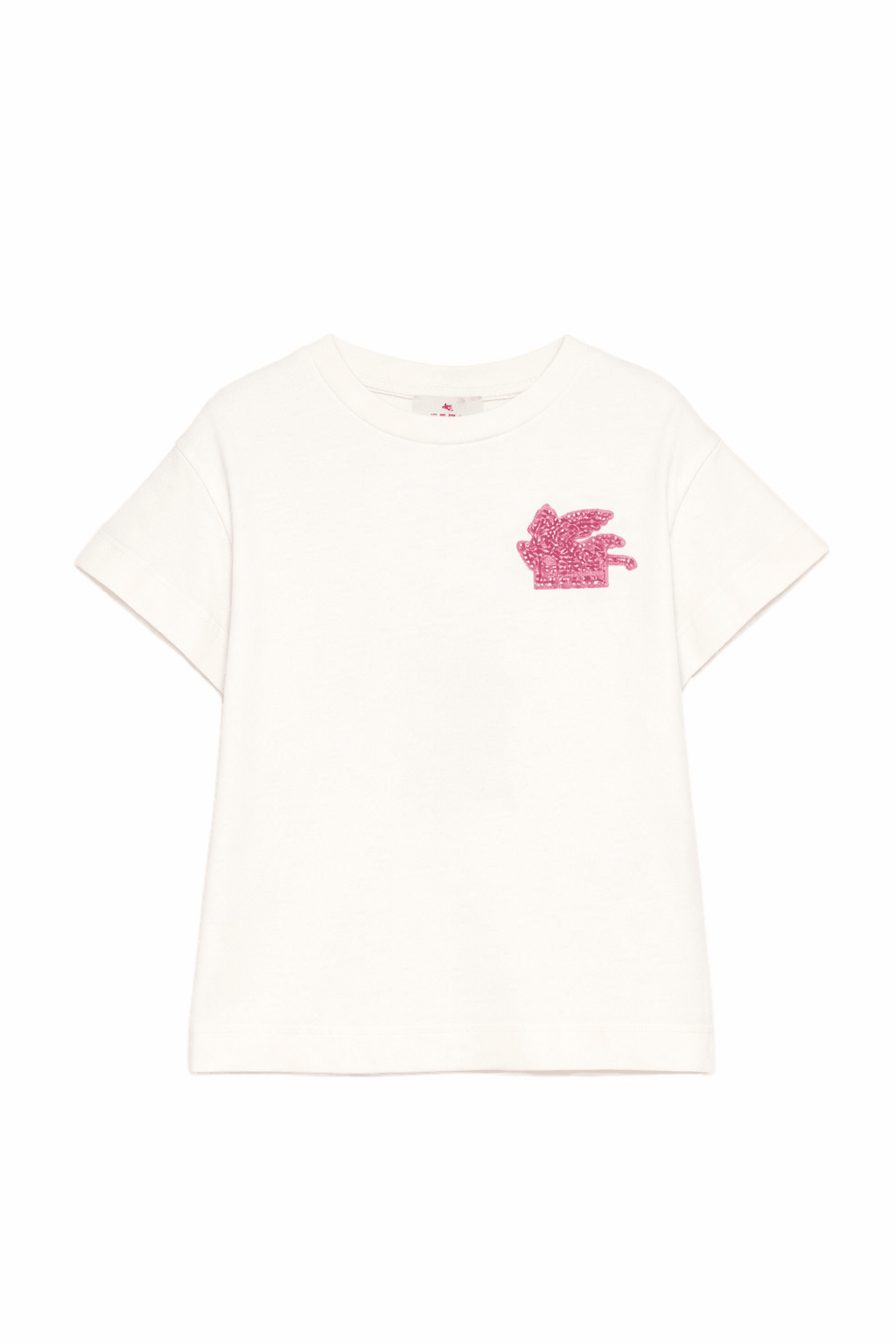 T-shirt per bambina Etro Kids bianca con applicazione sul petto - Rubino Kids