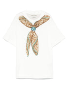 T-shirt per bambina Fendi Kids bianco con dettaglio foulard - Rubino Kids