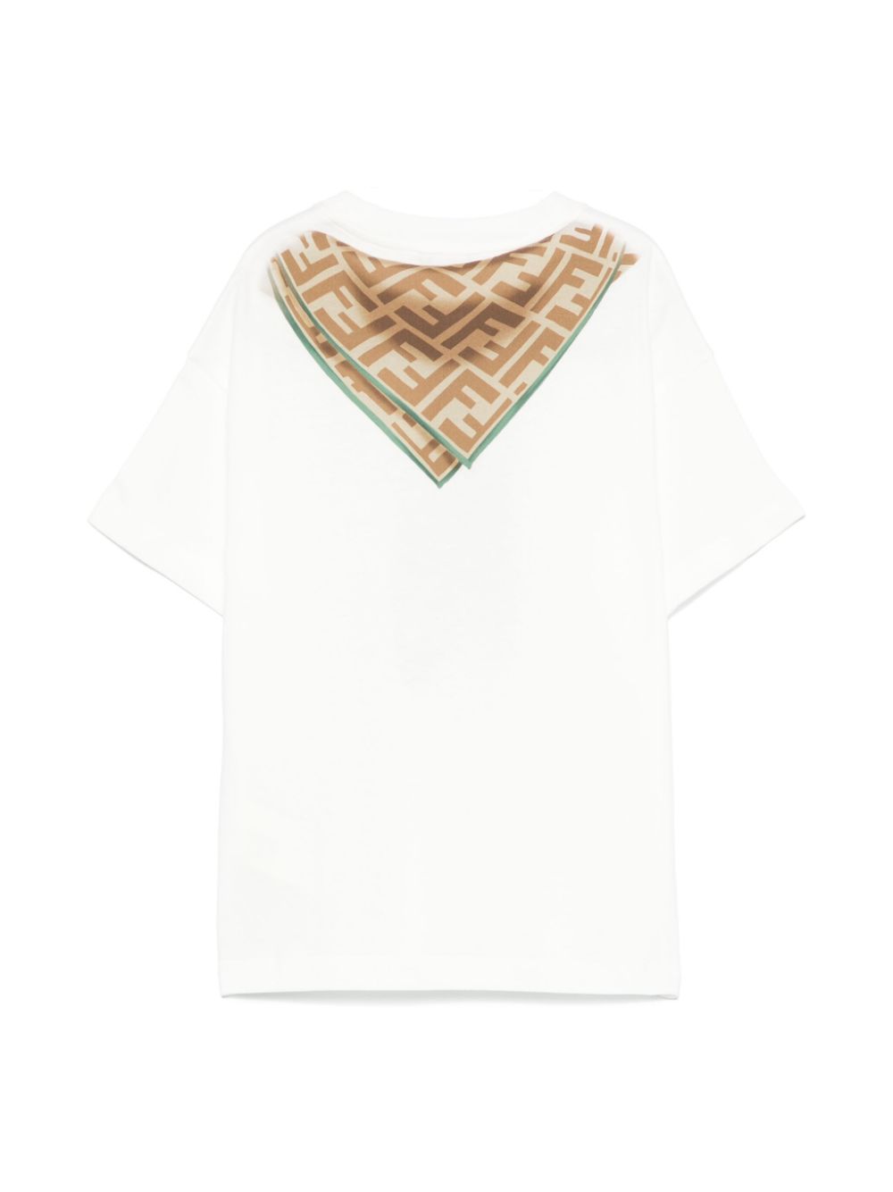 T-shirt per bambina Fendi Kids bianco con dettaglio foulard - Rubino Kids