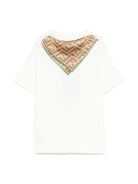 T-shirt per bambina Fendi Kids bianco con dettaglio foulard - Rubino Kids