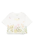 T-shirt per bambina Fendi Kids bianco con logo - Rubino Kids