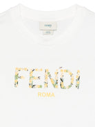 T-shirt per bambina Fendi Kids bianco con logo - Rubino Kids
