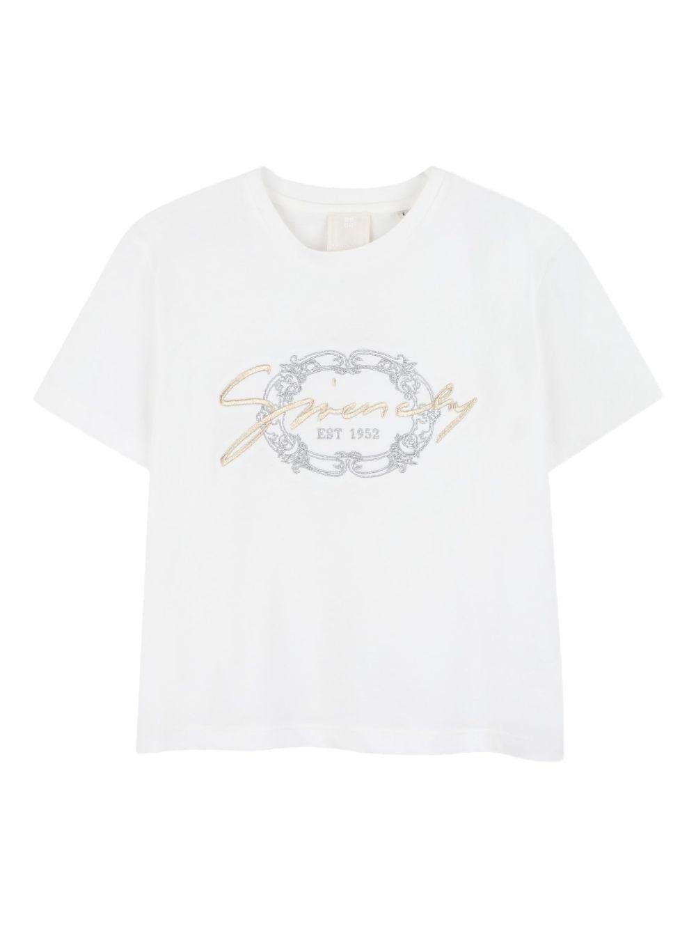 T-shirt per bambina Givenchy Kids bianca con ricamo con logo - Rubino Kids