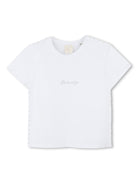 T-shirt per bambina Givenchy Kids bianco con strass con trama jersey - Rubino Kids