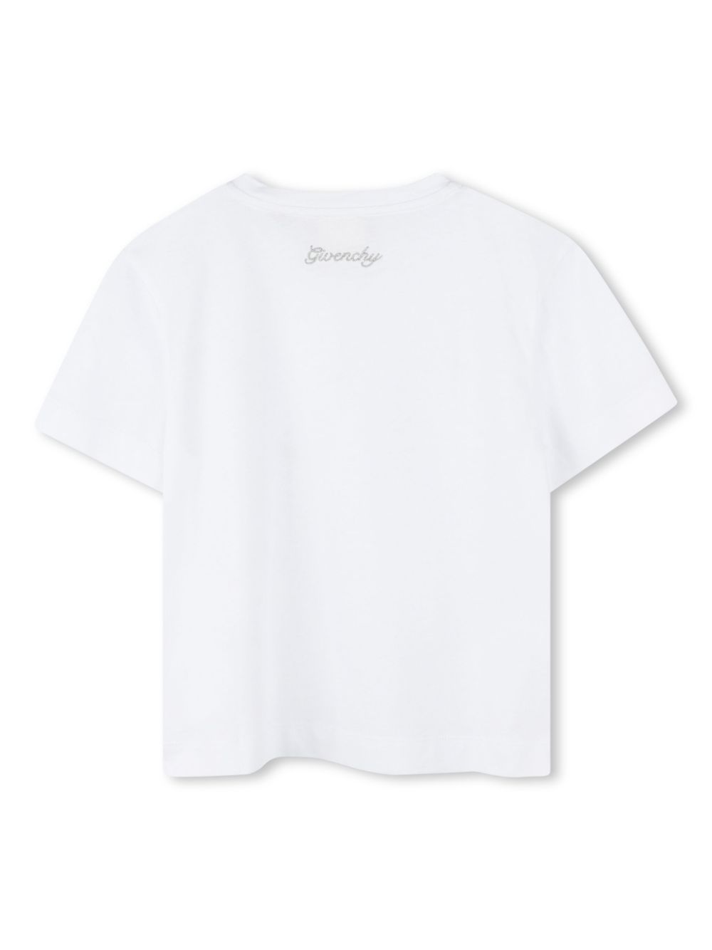 T-shirt per bambina Givenchy Kids bianco con strass con trama jersey - Rubino Kids