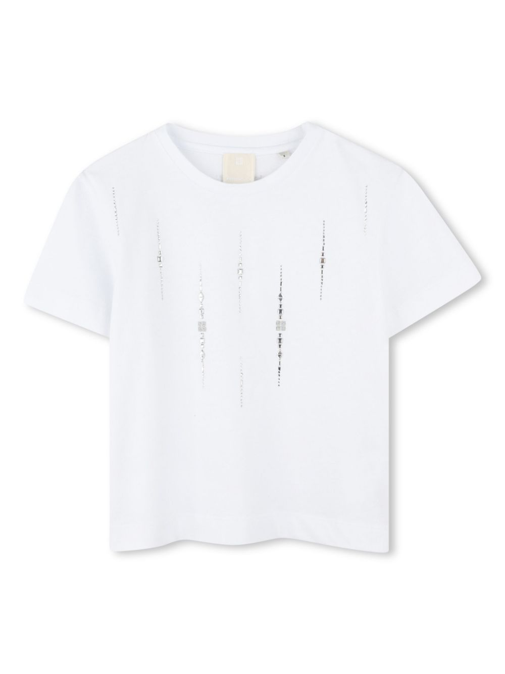 T-shirt per bambina Givenchy Kids bianco con strass con trama jersey - Rubino Kids