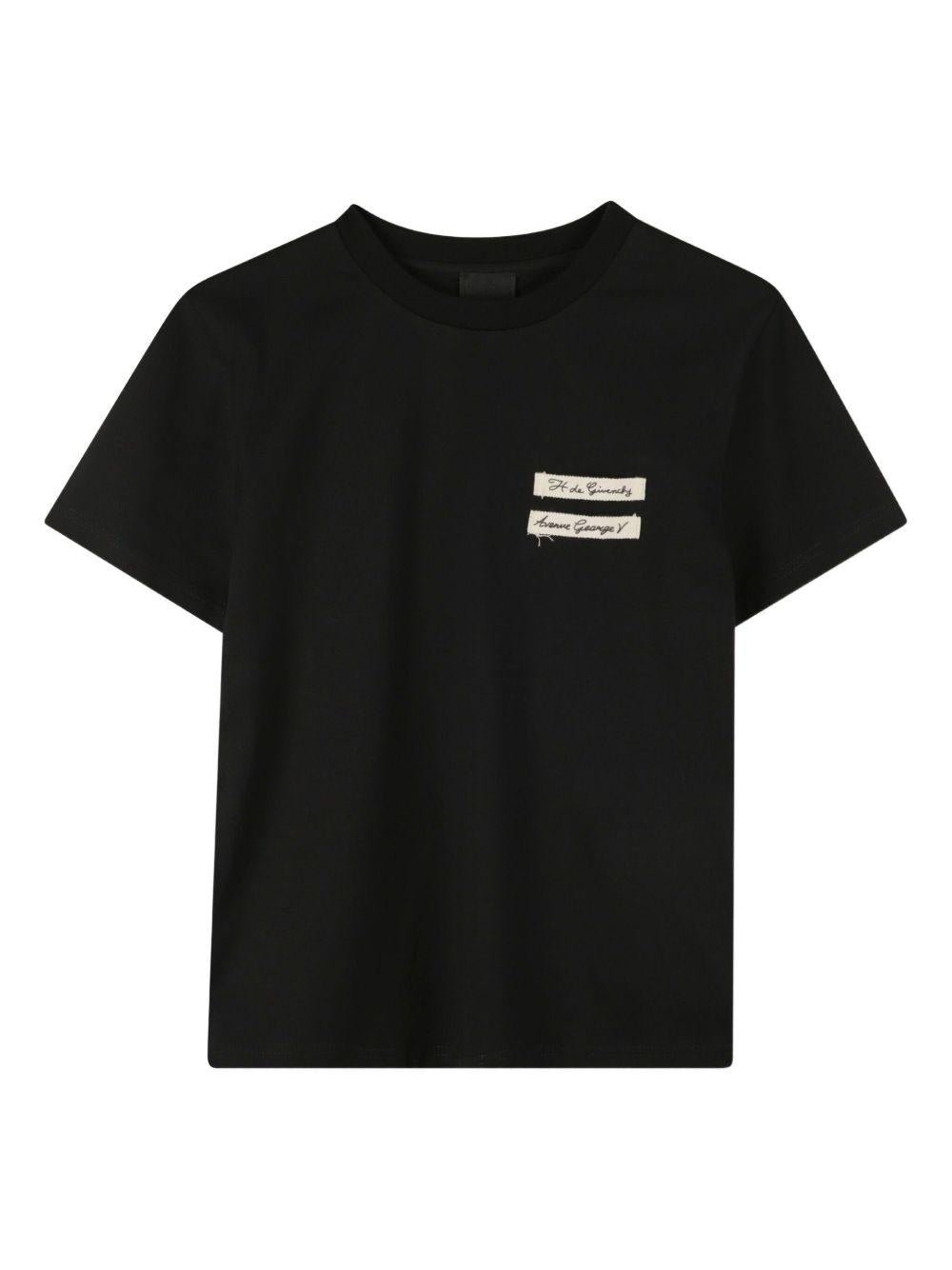 T-shirt per bambina Givenchy Kids nera con logo sul davanti - Rubino Kids