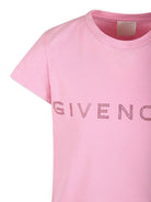 T-shirt per bambina Givenchy Kids rosa con logo sul davanti - Rubino Kids