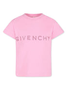 T-shirt per bambina Givenchy Kids rosa con logo sul davanti - Rubino Kids