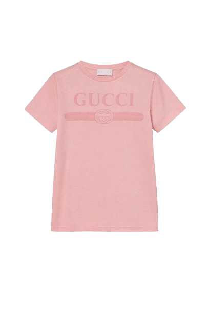 T-shirt per bambina Gucci Kids rosa con logo sul davanti - Rubino Kids
