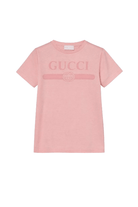T-shirt per bambina Gucci Kids rosa con logo sul davanti - Rubino Kids