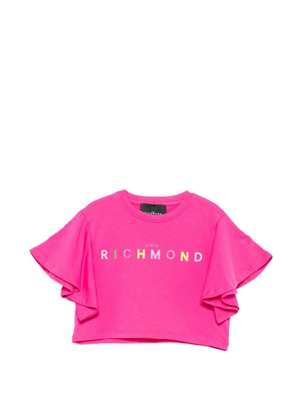 T-shirt per bambina John Richmond Junior fucsia con ruches - Rubino Kids