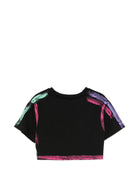 T-shirt per bambina John Richmond Junior nero con effetto vernice - Rubino Kids