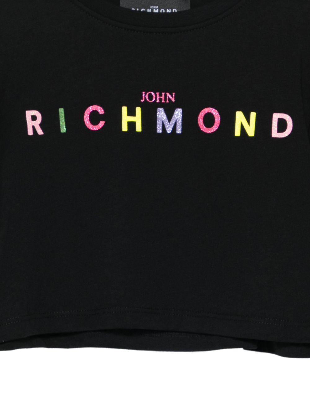 T-shirt per bambina John Richmond Junior nero con ruches - Rubino Kids