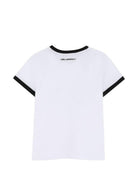 T-shirt per bambina Karl Lagerfeld Kids bianca con logo sul davanti - Rubino Kids