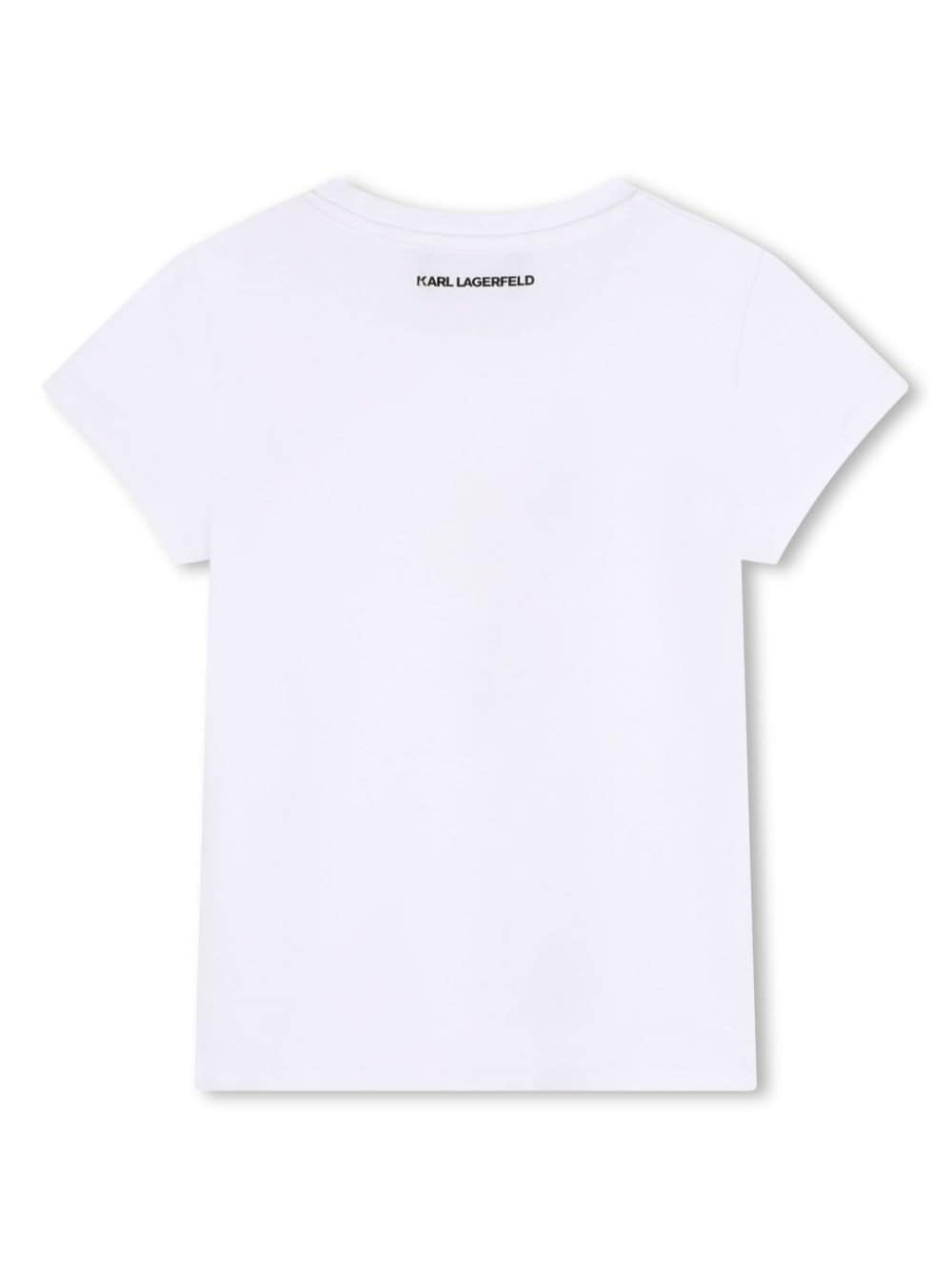 T-shirt per bambina Karl Lagerfeld Kids bianco con stampa Ikonik Karl - Rubino Kids