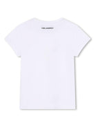 T-shirt per bambina Karl Lagerfeld Kids bianco con stampa Ikonik Karl - Rubino Kids