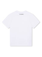 T-shirt per bambina Karl Lagerfeld Kids bianco girocollo con stampa - Rubino Kids