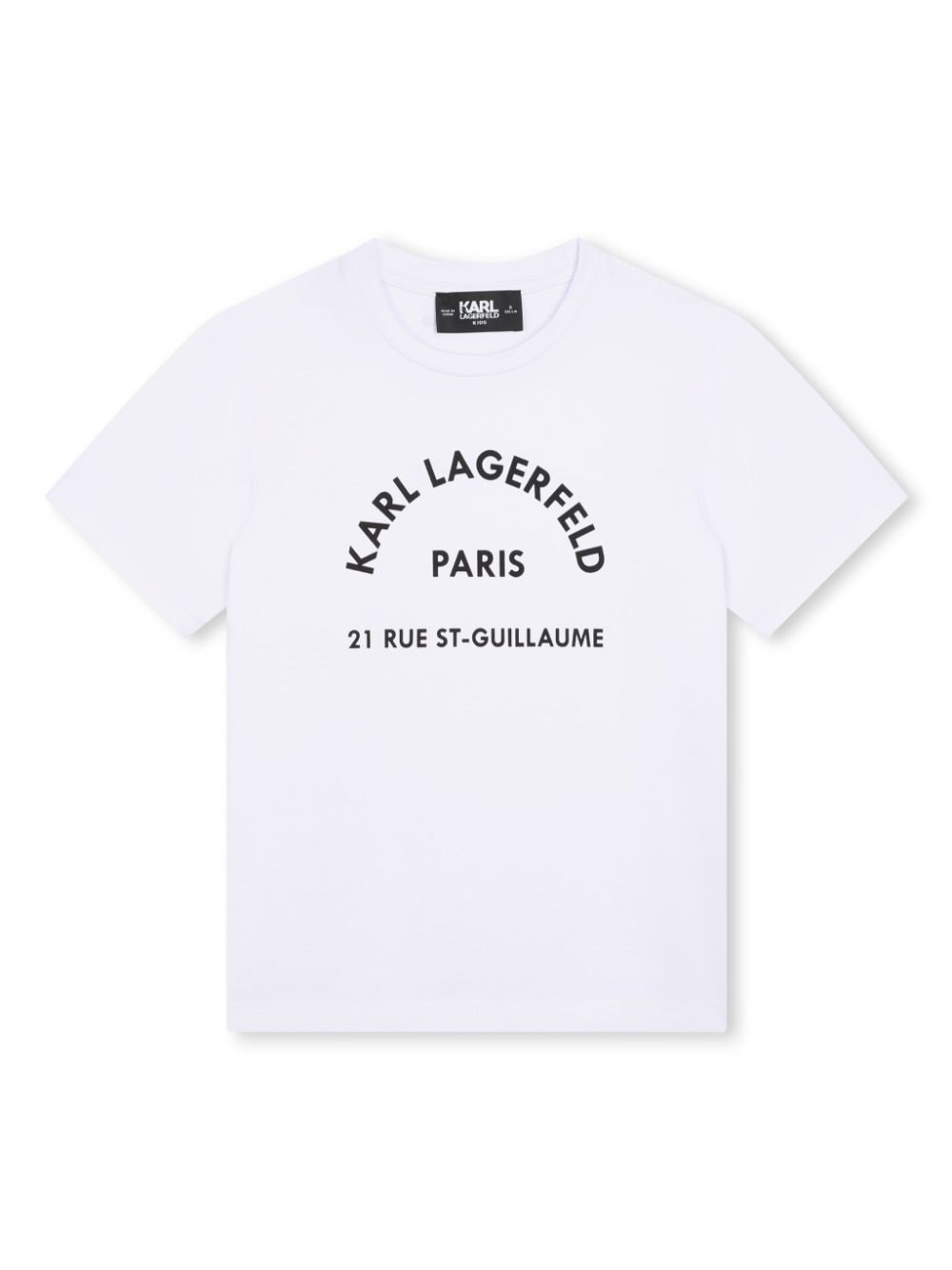 T-shirt per bambina Karl Lagerfeld Kids bianco girocollo con stampa - Rubino Kids