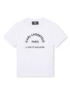 T-shirt per bambina Karl Lagerfeld Kids bianco girocollo con stampa - Rubino Kids