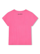 T-shirt per bambina Karl Lagerfeld Kids Choupette rosa con stampa gatto - Rubino Kids