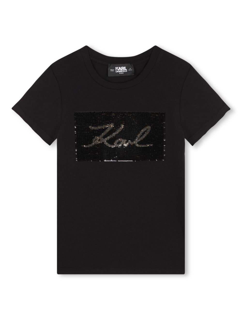 T-shirt per bambina Karl Lagerfeld Kids nero con paillettes - Rubino Kids